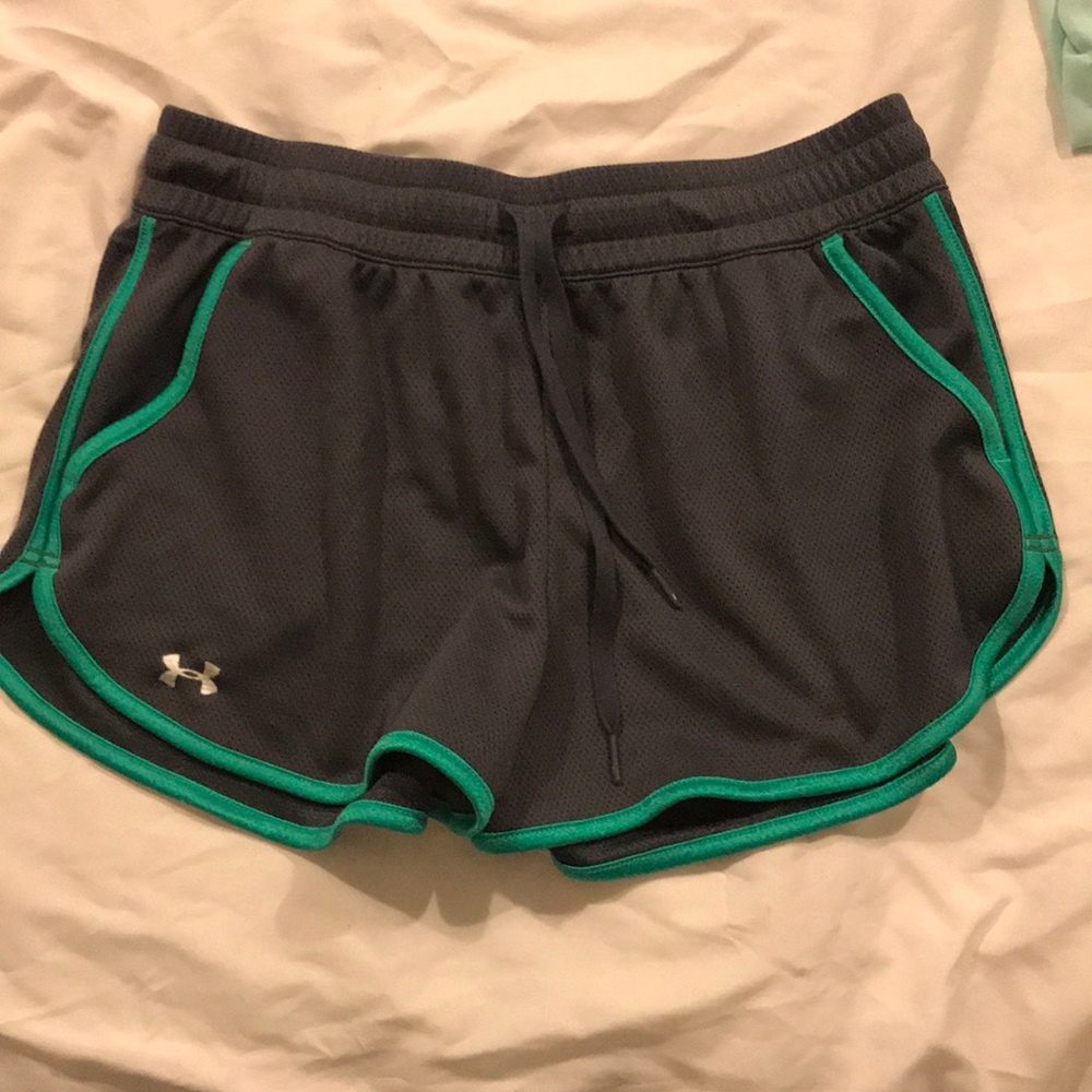 Grey under armour semi fitted work out shorts